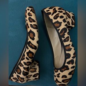 Sole Society Leopard Print Heels Size 9 Block Heel Real Fur